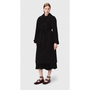 New MAJE Double-faced Longline Wool coat In Black Size 38/ M $860